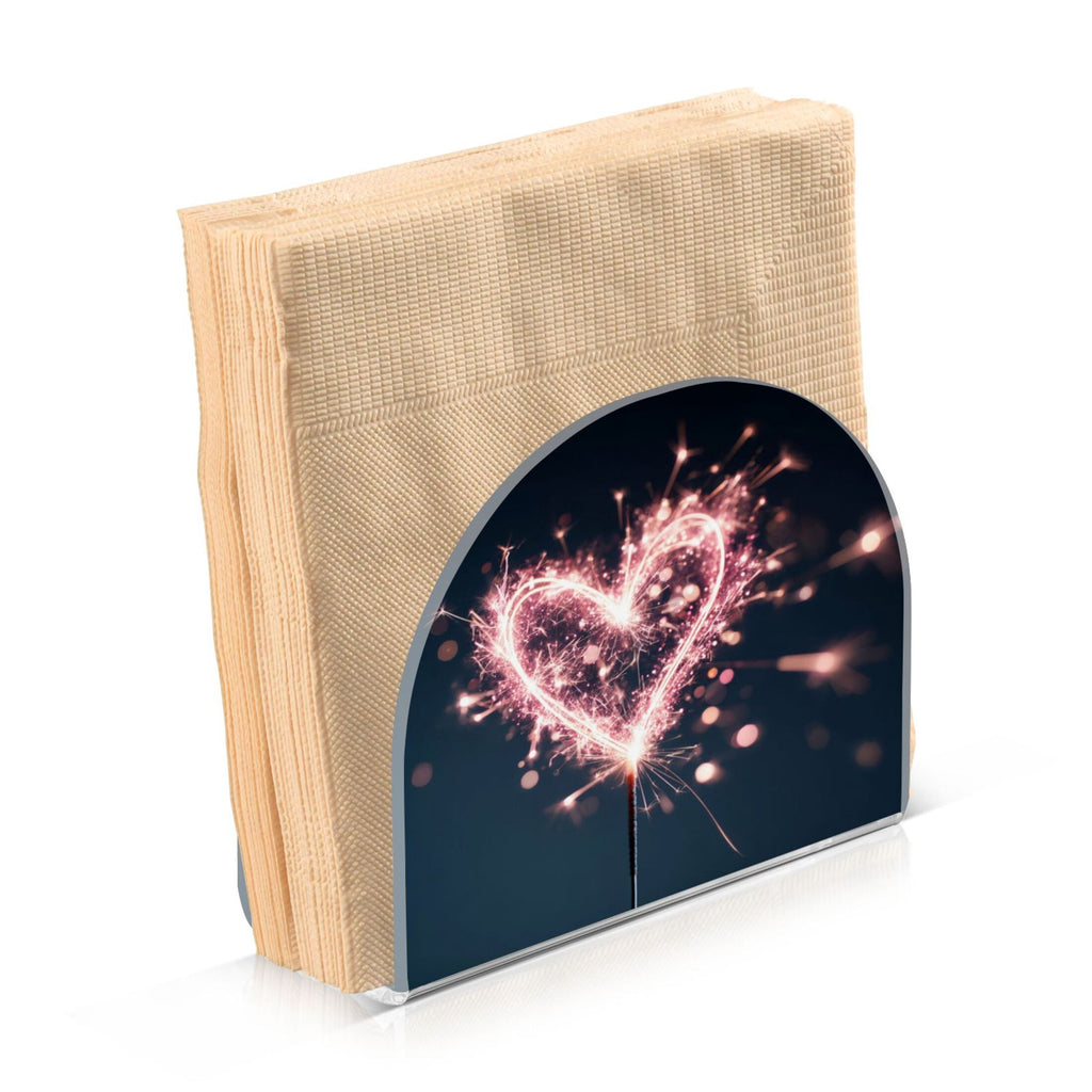 Napkin Holder for Table Kitchen Paper Tissue Organization Standing Paper Napkin Storage Pink Heart-shaped Sparkler