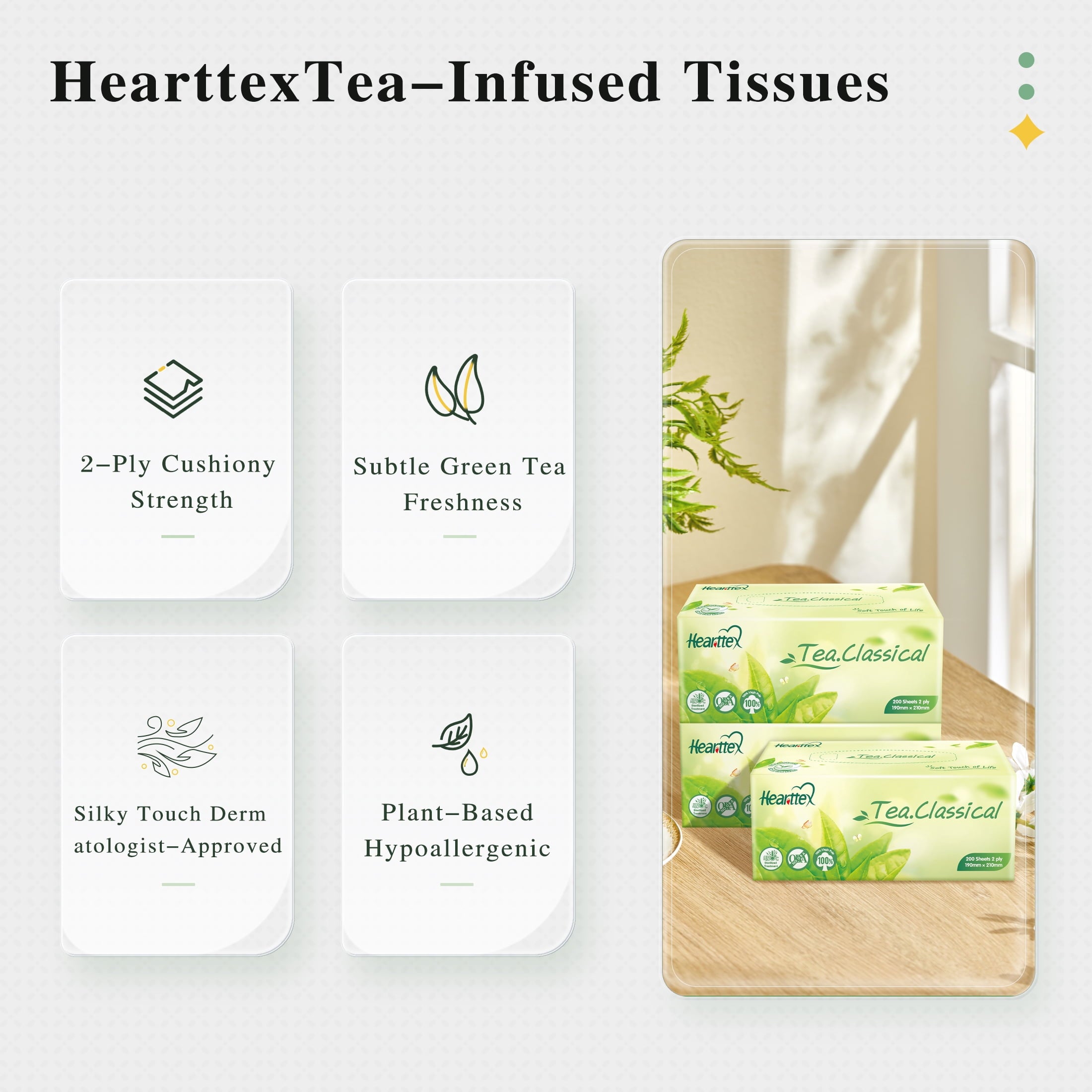 Hearttex Facial Tissues - FSC Certified - 2-Ply, Ultra Absorbent, 600 Count (Bulk Cube Boxes