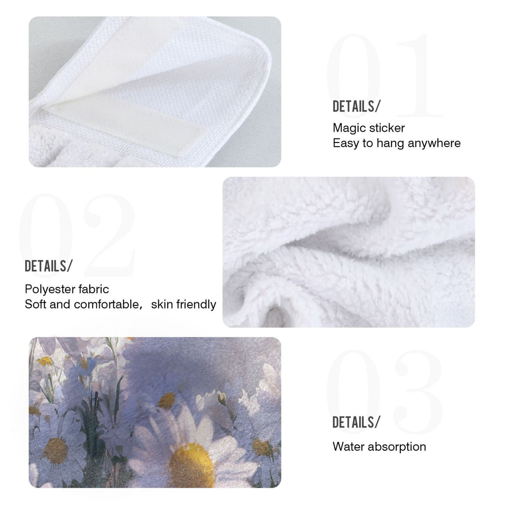 BZSMCE Hanging Hand Towels Fashion Cat Among Daisies and Clouds Pattern 2-Pack - Velcro Style Bathroom Kitchen Towels