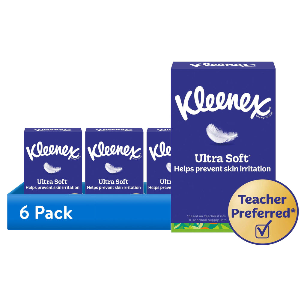 Kleenex Ultra Soft 3-Ply Flat Box Facial Tissues - 4 Pack (480 Total Tissues) - 6-Pack