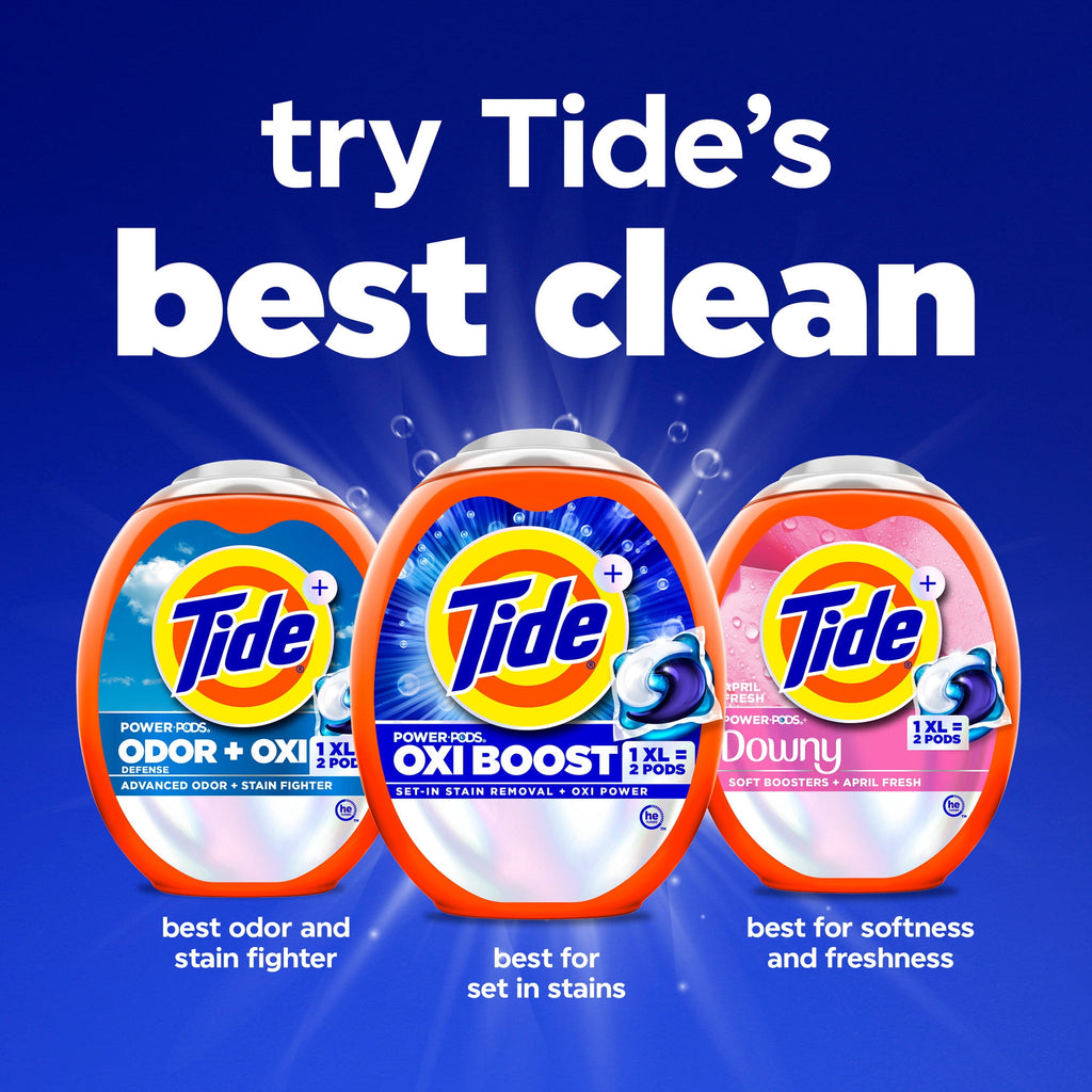 Tide Oxi Boost Power PODS Laundry Detergent Pacs - 57 Count, Set-In Stain Removal + Oxi Power, laundry soap detergent pacs
