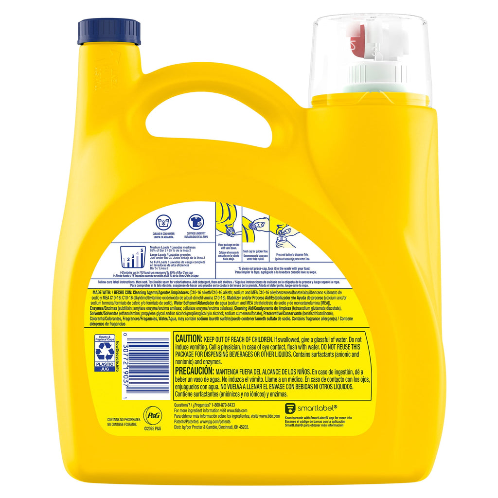 Tide Simply Laundry Detergent Liquid - Oxi Boost + Ultra Stain Release, Refreshing Breeze Scent, 154 fl oz, 115 Loads