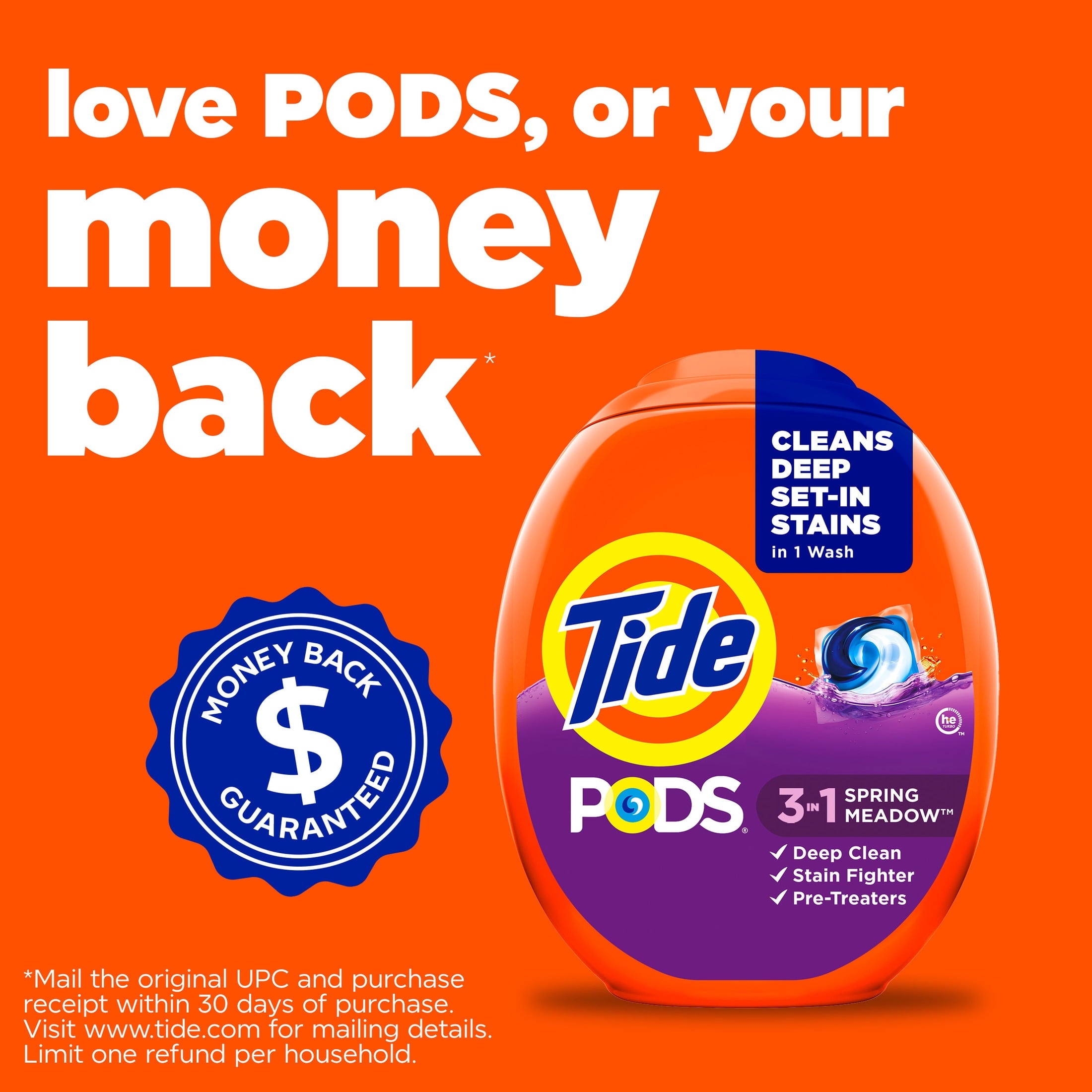 Tide PODs Laundry Detergent - 14 Count, Spring Meadow Scent, 3-in-1 Stain Remover, Odor Fighter, Color Protector, Concentrated Laundry Soap Pacs