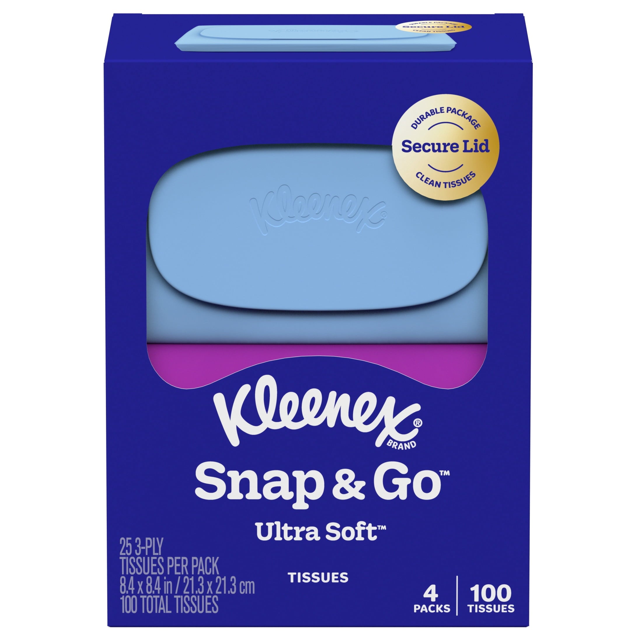 Kleenex Snap & Go Ultra Soft 3-Ply On-The-Go Facial Tissues - 4 Pack