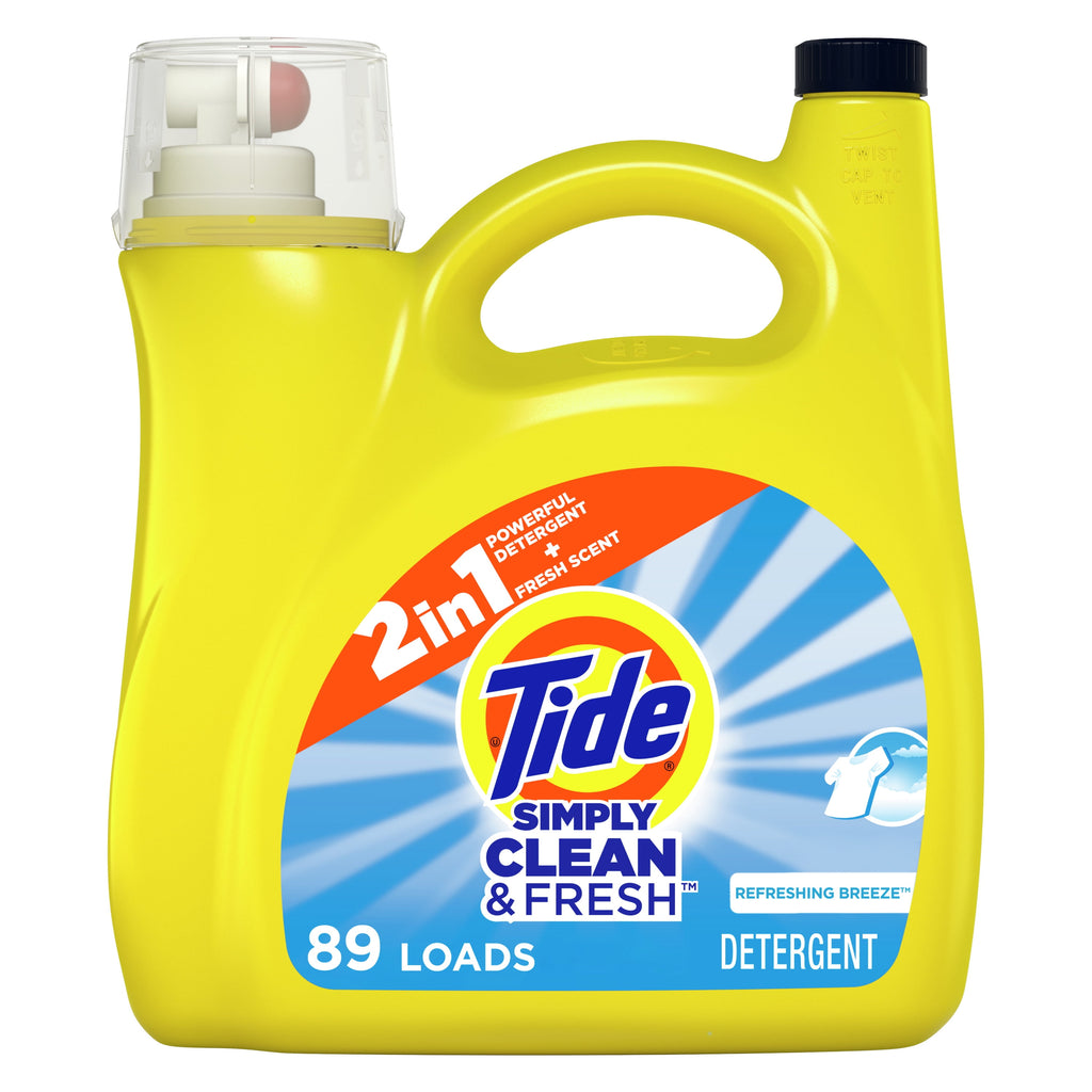 Tide Simply Refreshing Breeze - 89 Loads Liquid Laundry Detergent, 128 fl oz
