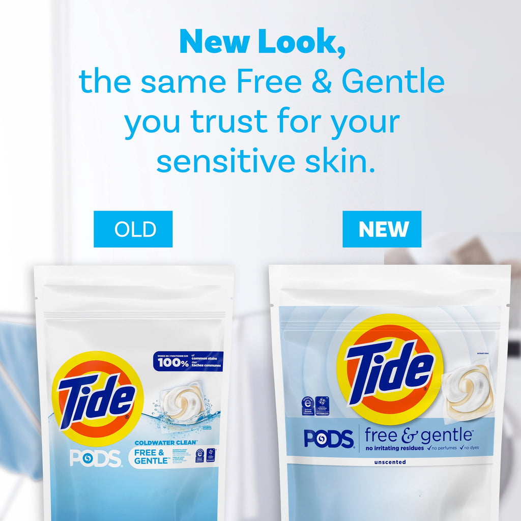 Tide PODS Laundry Detergent Soap Pacs - Free and Gentle, Hypoallergenic, Unscented, 31 Count