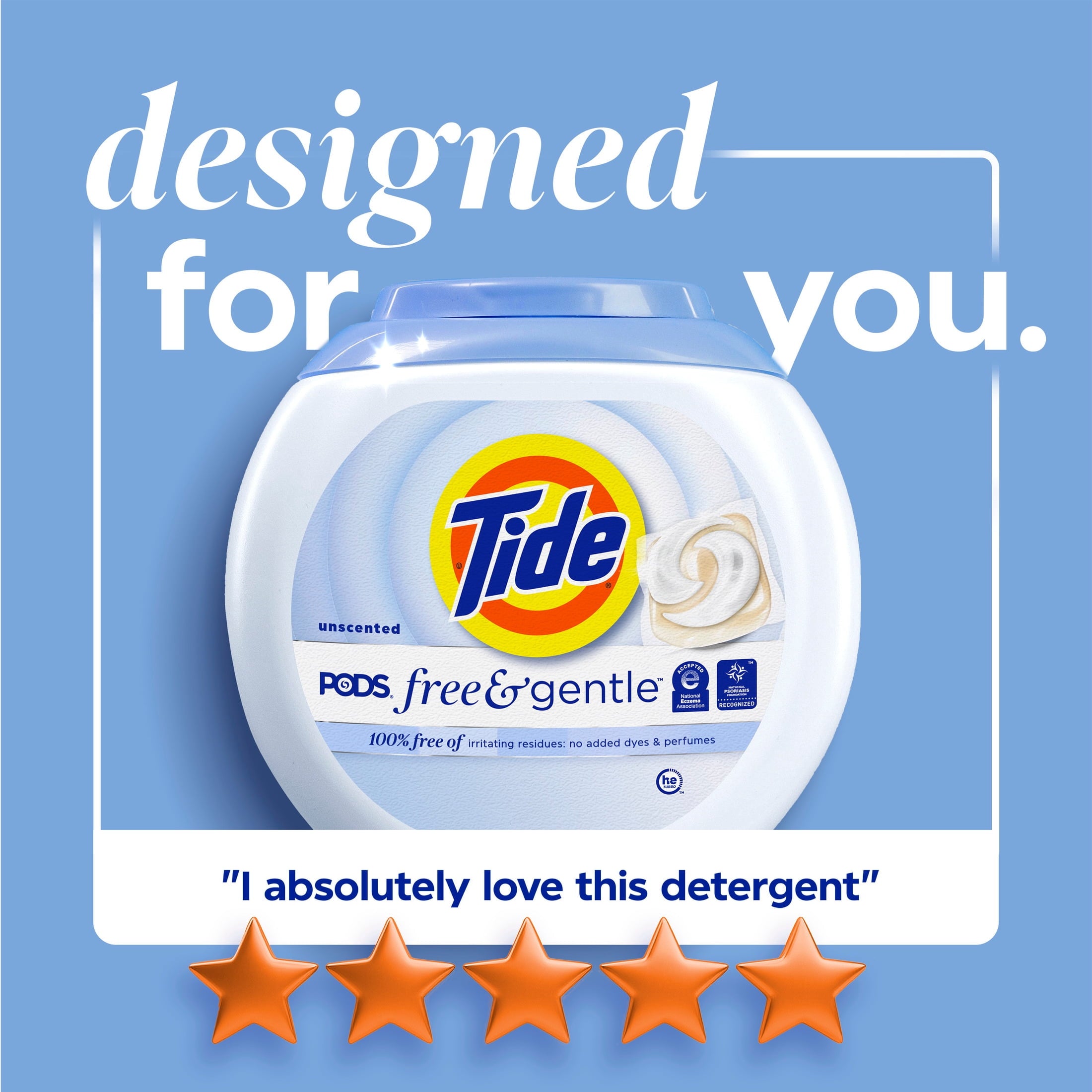 Tide PODS Free & Gentle laundry detergent - 102 Count, Trusted, gentle laundry detergent pods, 100% free of irritating residues: no added dyes and perfumes