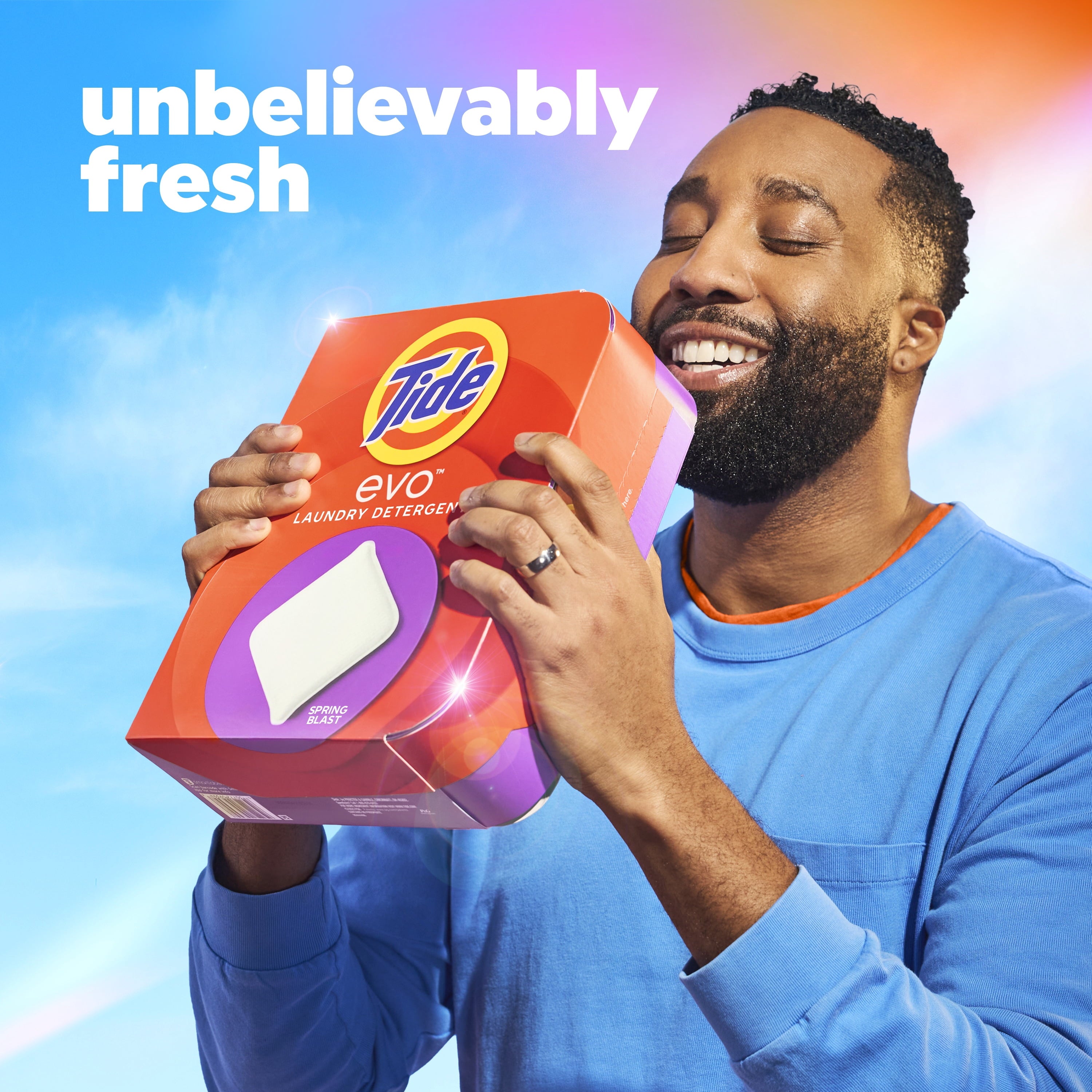 Tide Evo Laundry Detergent Tiles - 100% Concentrated, 6X Cleaning Power, Spring Blast Scent, 42 Count
