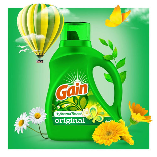 2X - Gain + Aroma Boost Original Scent HE Compatible Liquid Laundry Detergent Soap - 46 fl oz