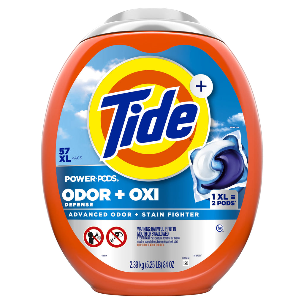 Tide Power PODS Laundry Detergent Soap Pacs with Odor Defense + Oxi - Original Scent, 57 Count