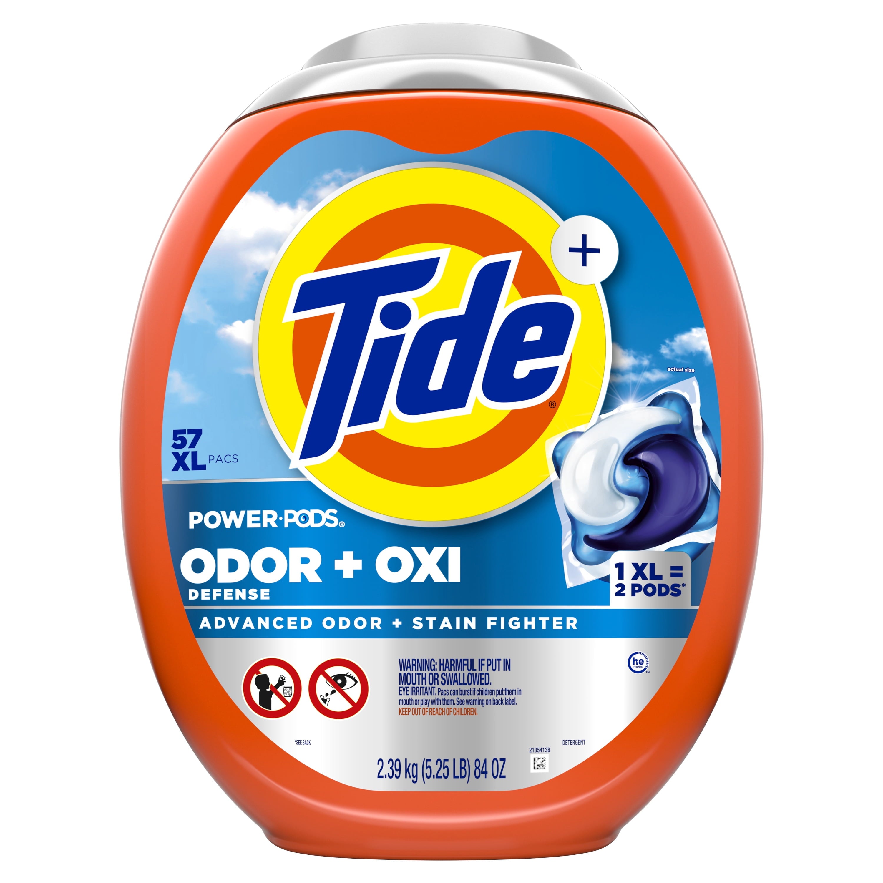 Tide Power PODS Laundry Detergent Soap Pacs with Odor Defense + Oxi - Original Scent, 57 Count
