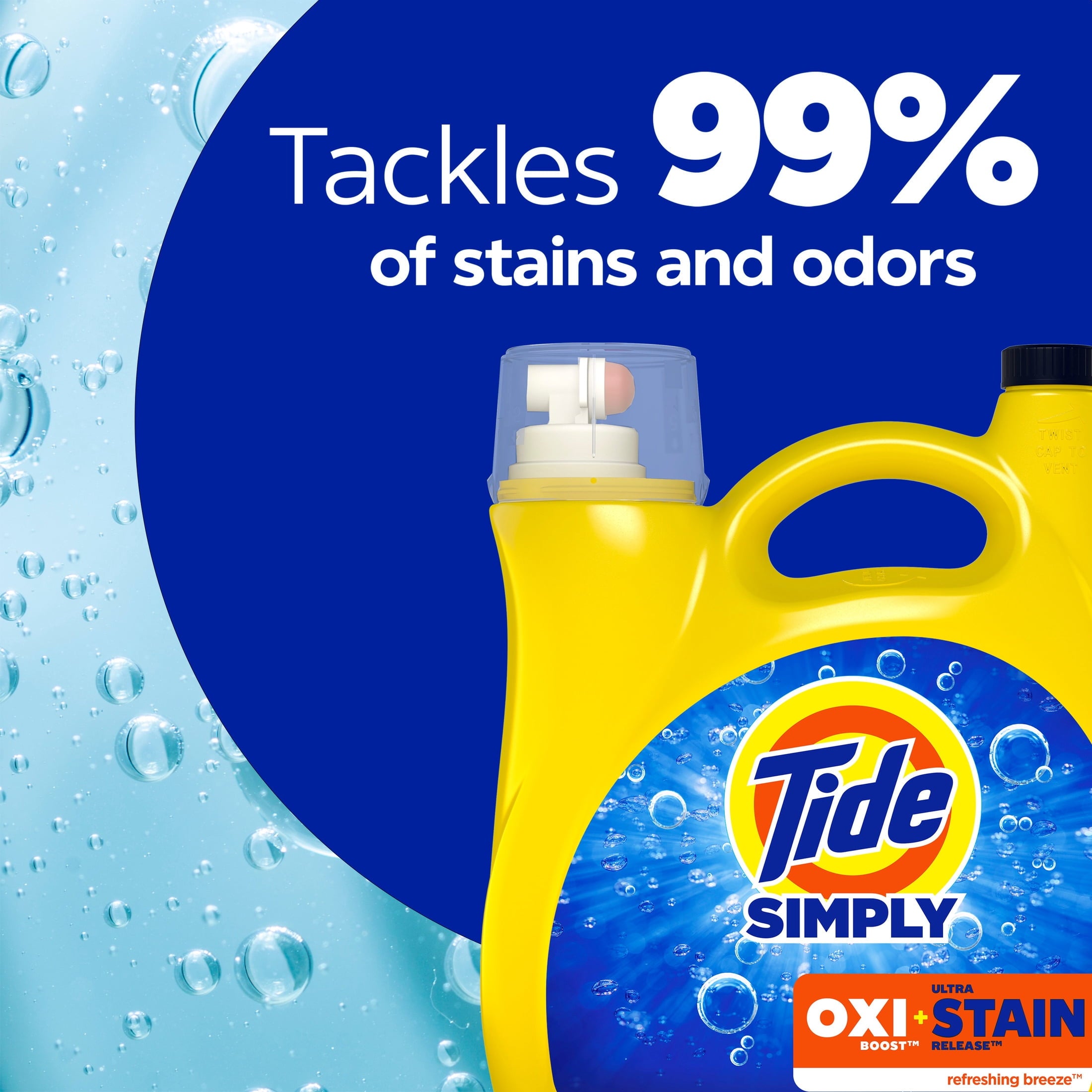 Tide Simply Laundry Detergent Liquid - Oxi Boost + Ultra Stain Release, Refreshing Breeze Scent, 154 fl oz, 115 Loads
