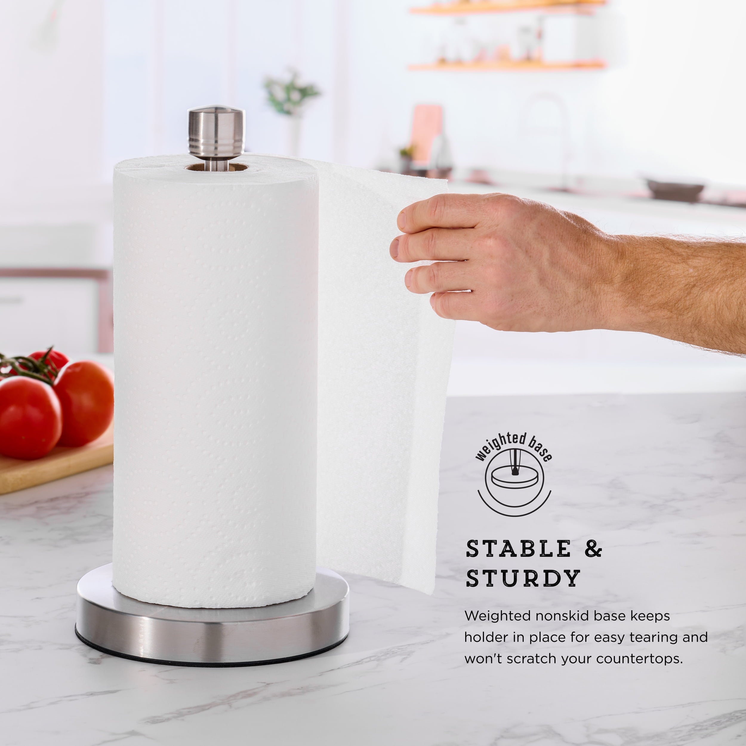 Kamenstein Brushed Stainless Steel Perfect Tear Paper Towel Holder 7.17” x 13.78”