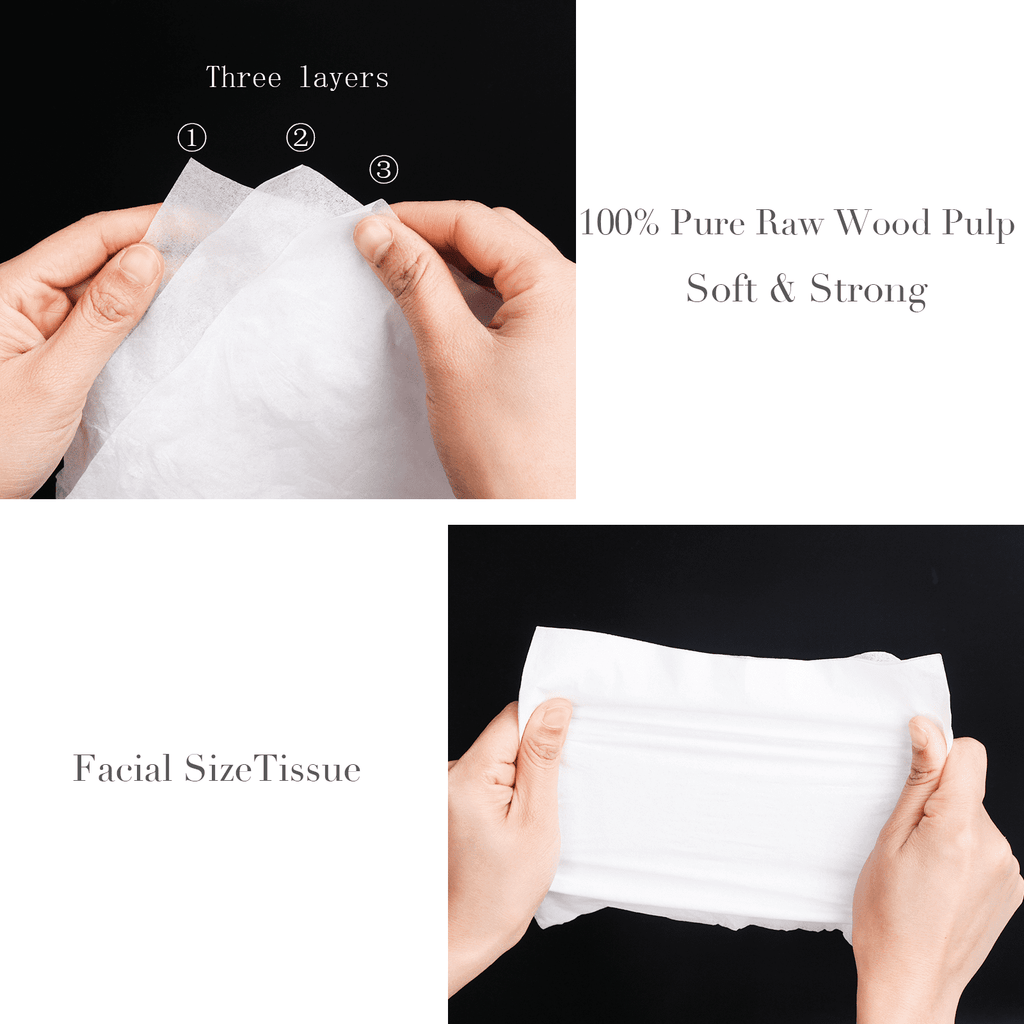 Clover Cylinder Facial Tissues for Car or Small Space，4 Tubes 3-Ply Blue Car Tissus for Travel