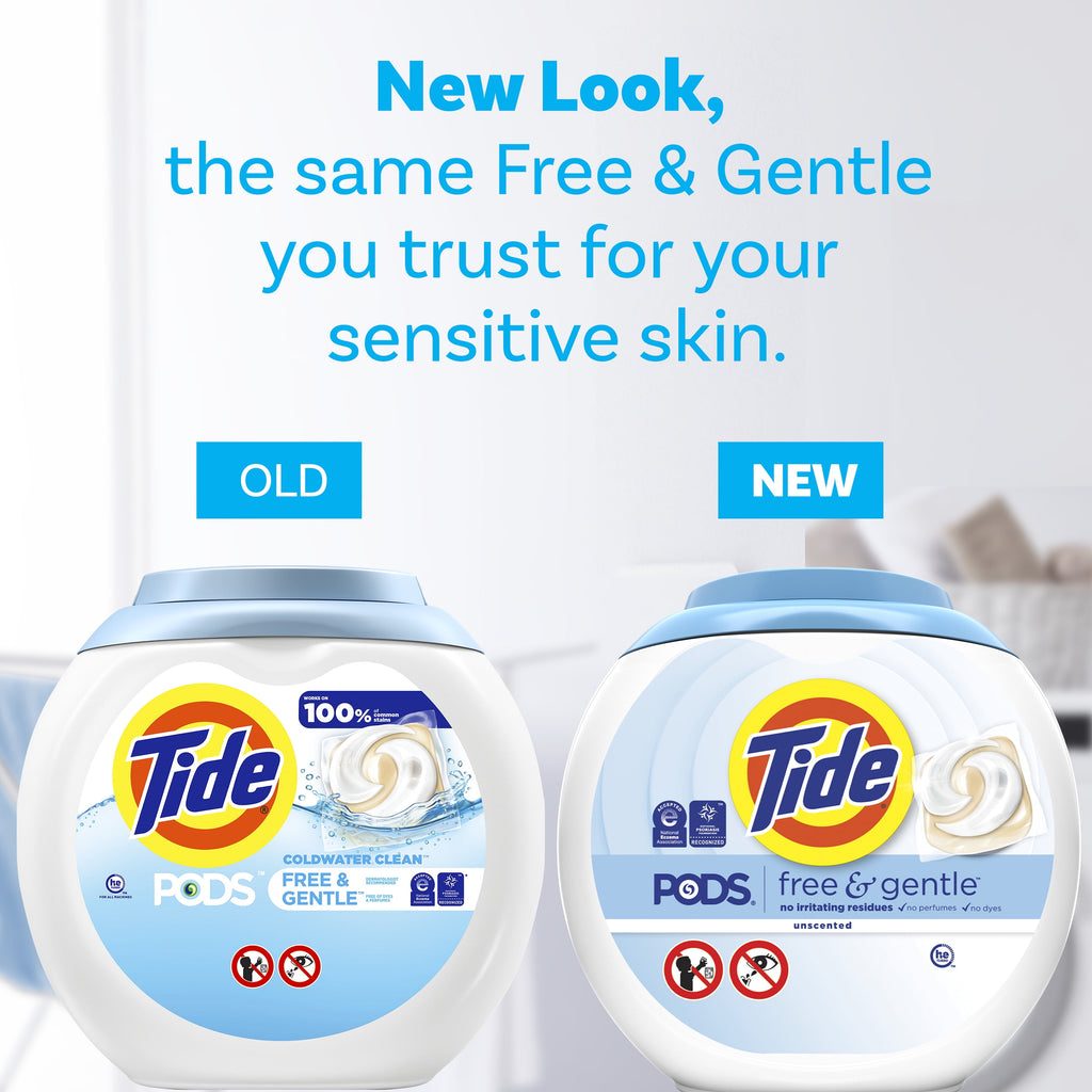 Tide PODS Laundry Detergent Soap Pacs - Free and Gentle, Hypoallergenic, Unscented, 57 Count