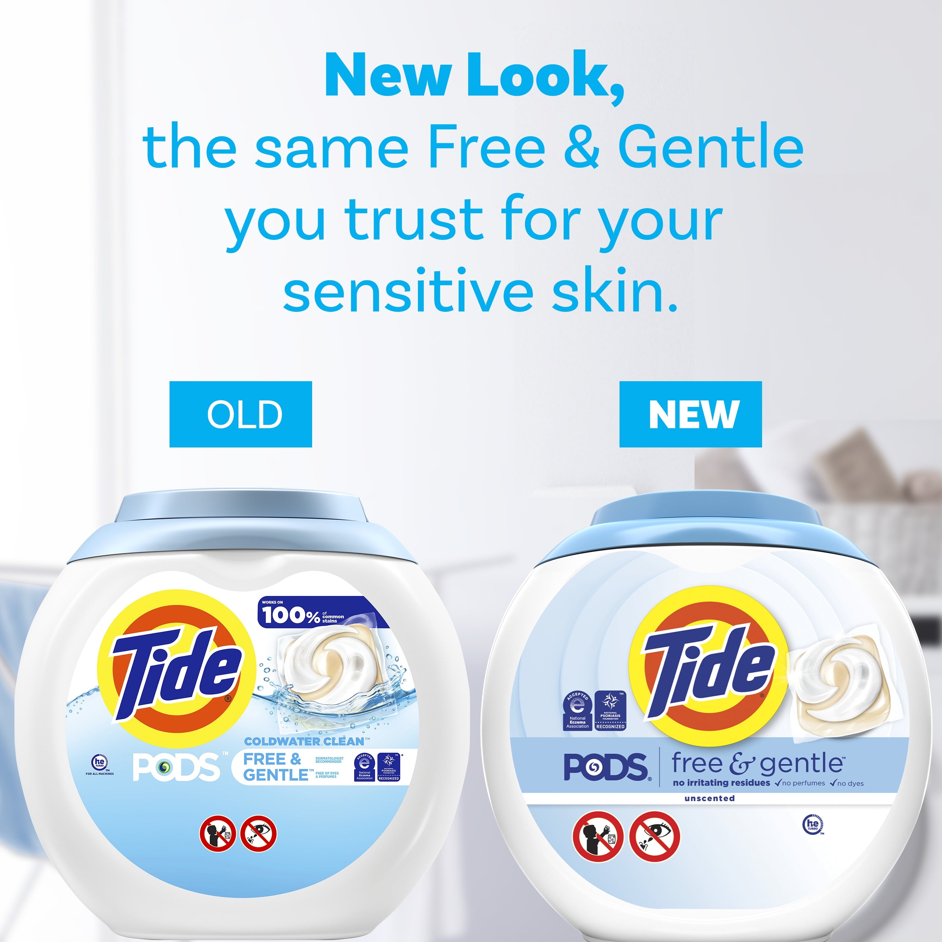 Tide PODS Laundry Detergent Soap Pacs - Free and Gentle, Hypoallergenic, Unscented, 57 Count