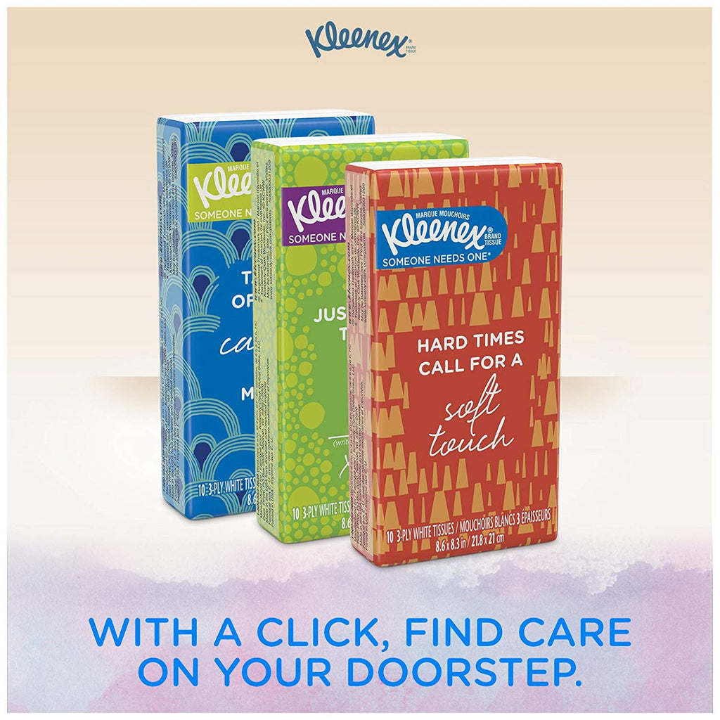 Kleenex Trusted Care Facial Tissues - 8 On-The-Go Travel Packs (80 Tissues Total) (Packaging May Vary)