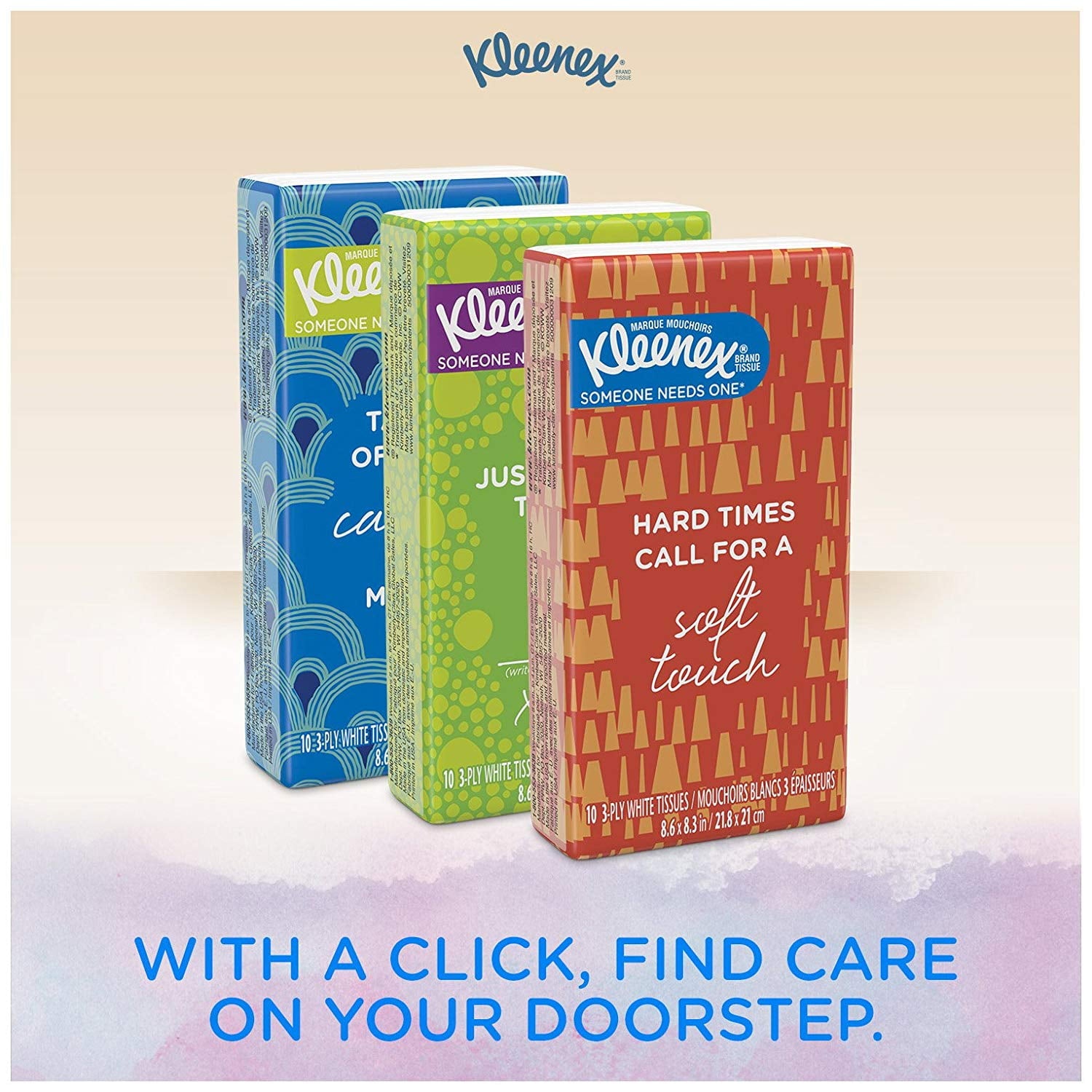 Kleenex Trusted Care Facial Tissues - 8 On-The-Go Travel Packs (80 Tissues Total) (Packaging May Vary)