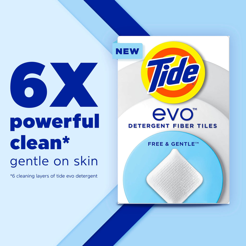 Tide evo Laundry Detergent Tiles - Free & Gentle, Hypoallergenic, Unscented, 40 Count