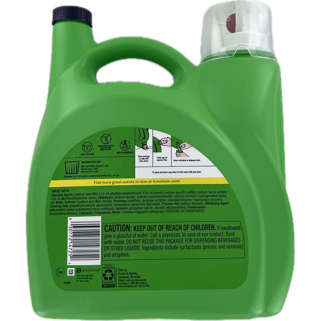 Gain+Oxi Liquid Detergent - Ultra Concentrated, Moonlight Breeze, 170 Fluid Ounce