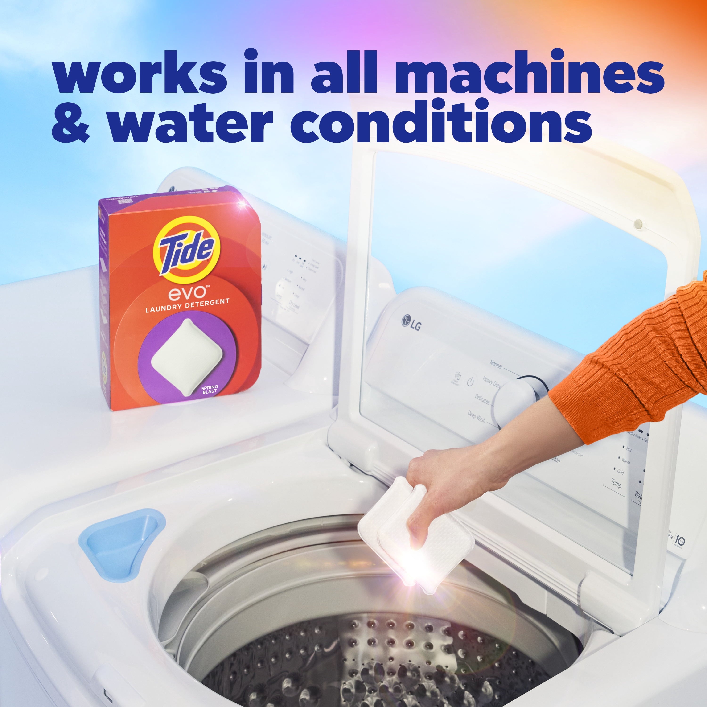 Tide Evo Laundry Detergent Tiles - 100% Concentrated, 6X Cleaning Power, Spring Blast Scent, 42 Count
