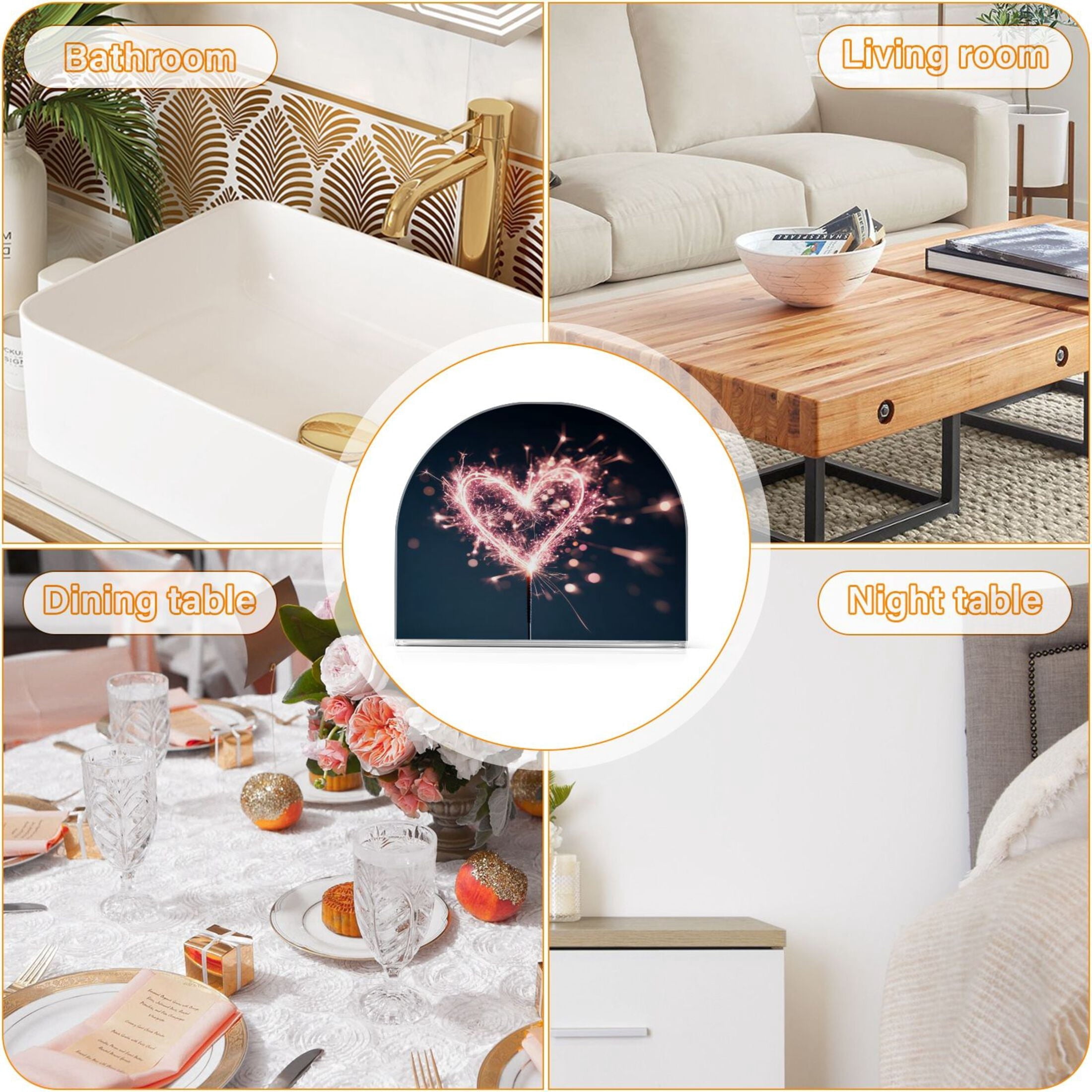Napkin Holder for Table Kitchen Paper Tissue Organization Standing Paper Napkin Storage Pink Heart-shaped Sparkler