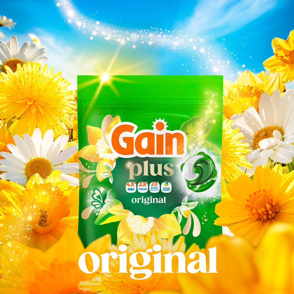 Gain Plus Flings Laundry Detergent Liquid Washing Pacs - Gain's Best All-In-One Clean, Original Scent, 18 Count