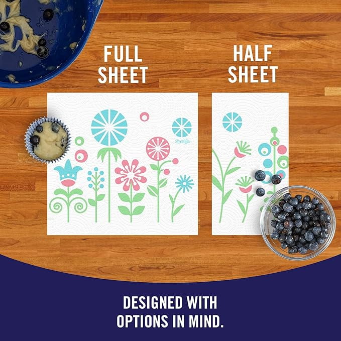 Sparkle Pick-A-Size Paper Towels - Spirited Prints, 6 Double Rolls = 12 Regular Rolls, Everyday Value Paper Towel With Full And Half Sheets