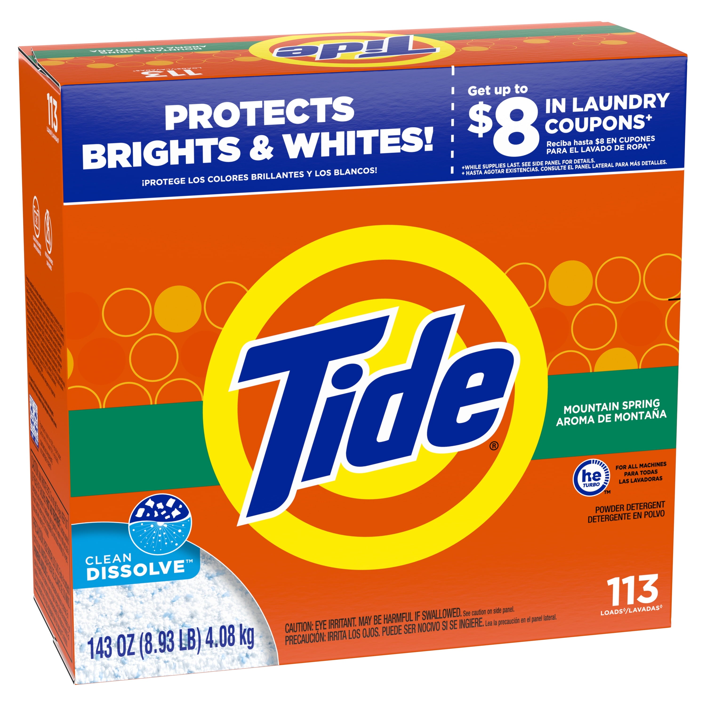 Tide Powder Laundry Detergent - Mountain Spring, 113 Loads, 143 oz