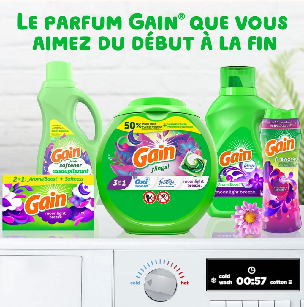 Gain + Aroma Boost Liquid Laundry Detergent - Moonlight Breeze Scent, 32 Loads, HE Compatible