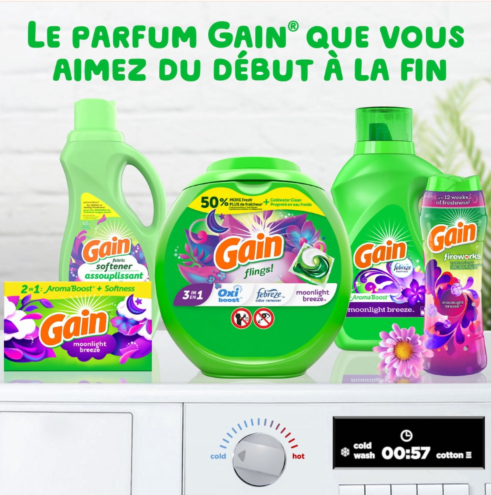 Gain + Aroma Boost Liquid Laundry Detergent - Moonlight Breeze Scent, 32 Loads, HE Compatible