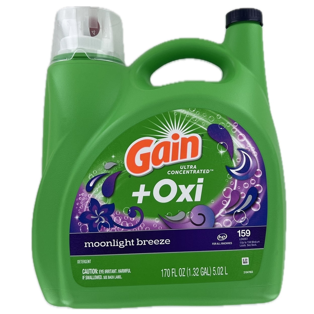 Gain+Oxi Liquid Detergent - Ultra Concentrated, Moonlight Breeze, 170 Fluid Ounce