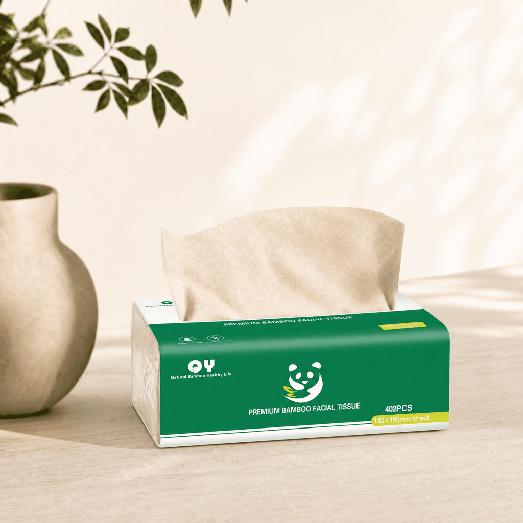 QingYa Bamboo Facial Tissue - 3 Ply Soft Unbleached Facial Paper, 12 Packs, 134 Tissues per Pack