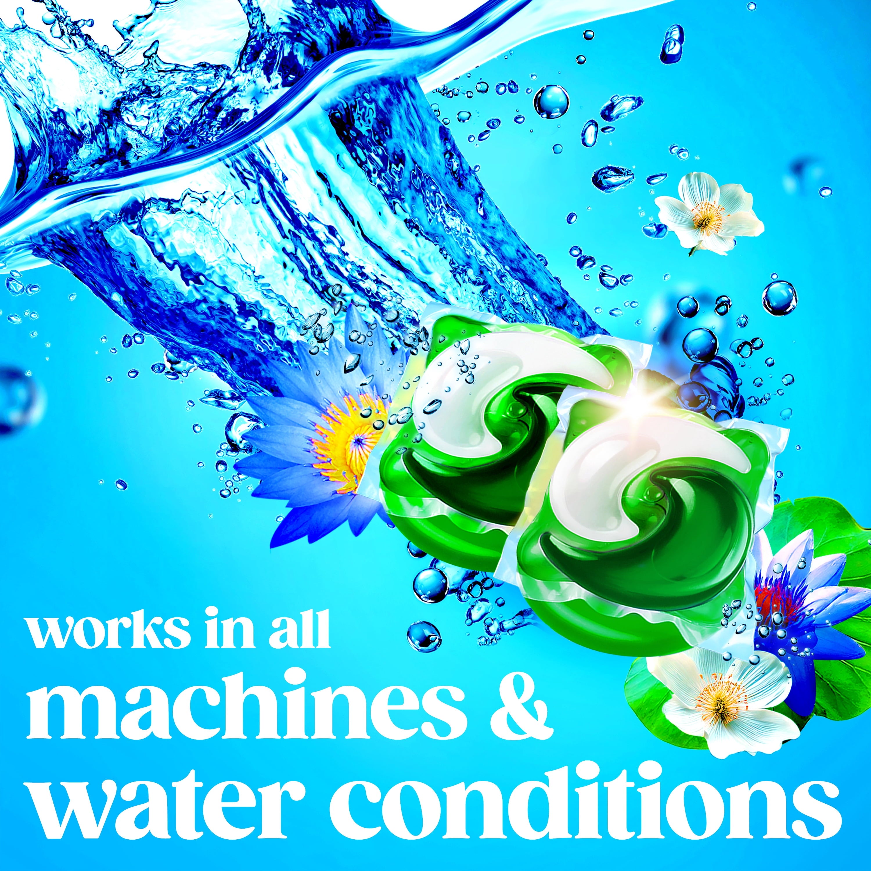 Gain Flings Liquid Washing Detergent pacs - Now with Odor Defense + Color Guard, Waterfall Delight Scent, 42 Count, 4-In-1 liquid laundry detergent pacs, clean & fresh