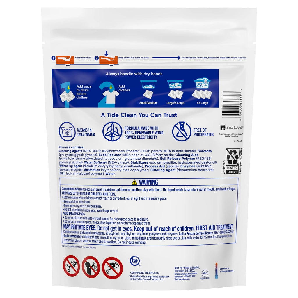 Tide PODS Laundry Detergent Soap Pacs - Free and Gentle, Hypoallergenic, Unscented, 31 Count