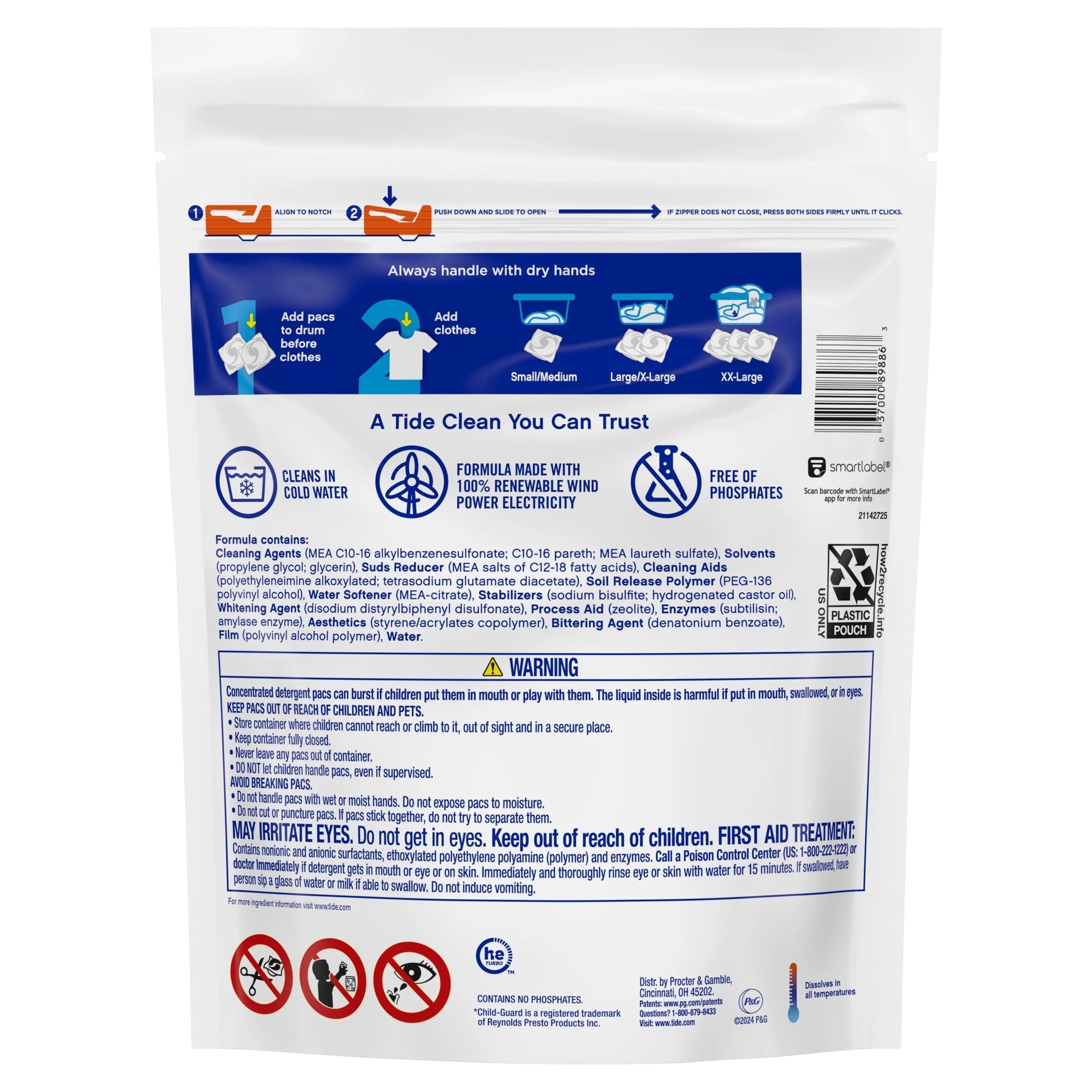 Tide PODS Laundry Detergent Soap Pacs - Free and Gentle, Hypoallergenic, Unscented, 31 Count