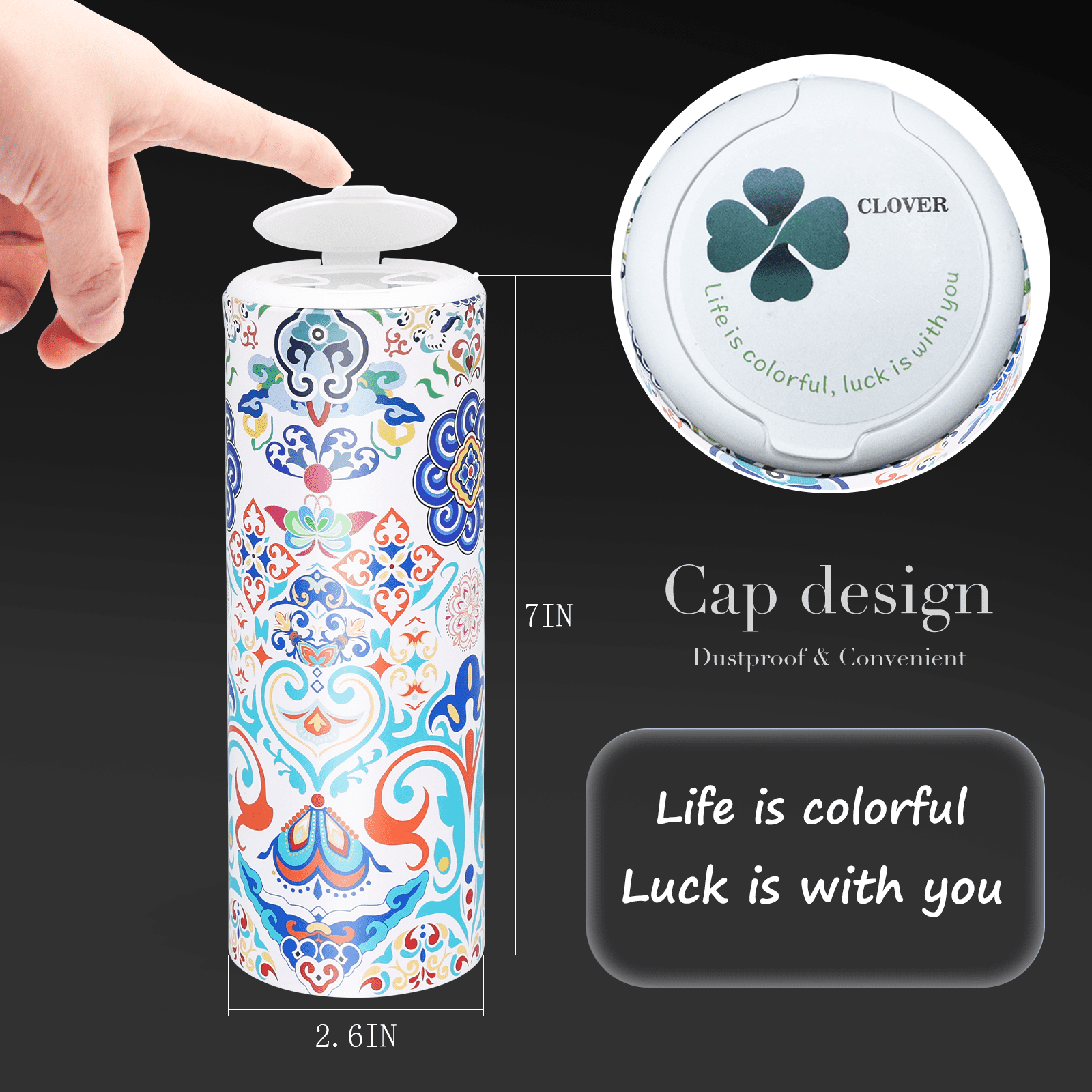 Clover Round Facial Tissues for Car - Small Space, 4 Tubes 3-Ply Multi-Color Car Tissus for Travel