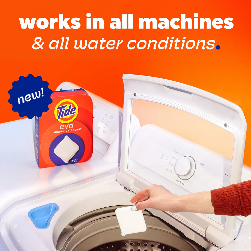 Tide Evo Laundry Detergent Tiles - 100% Concentrated, 6X Cleaning Power, Spring Blast Scent, 16 Count