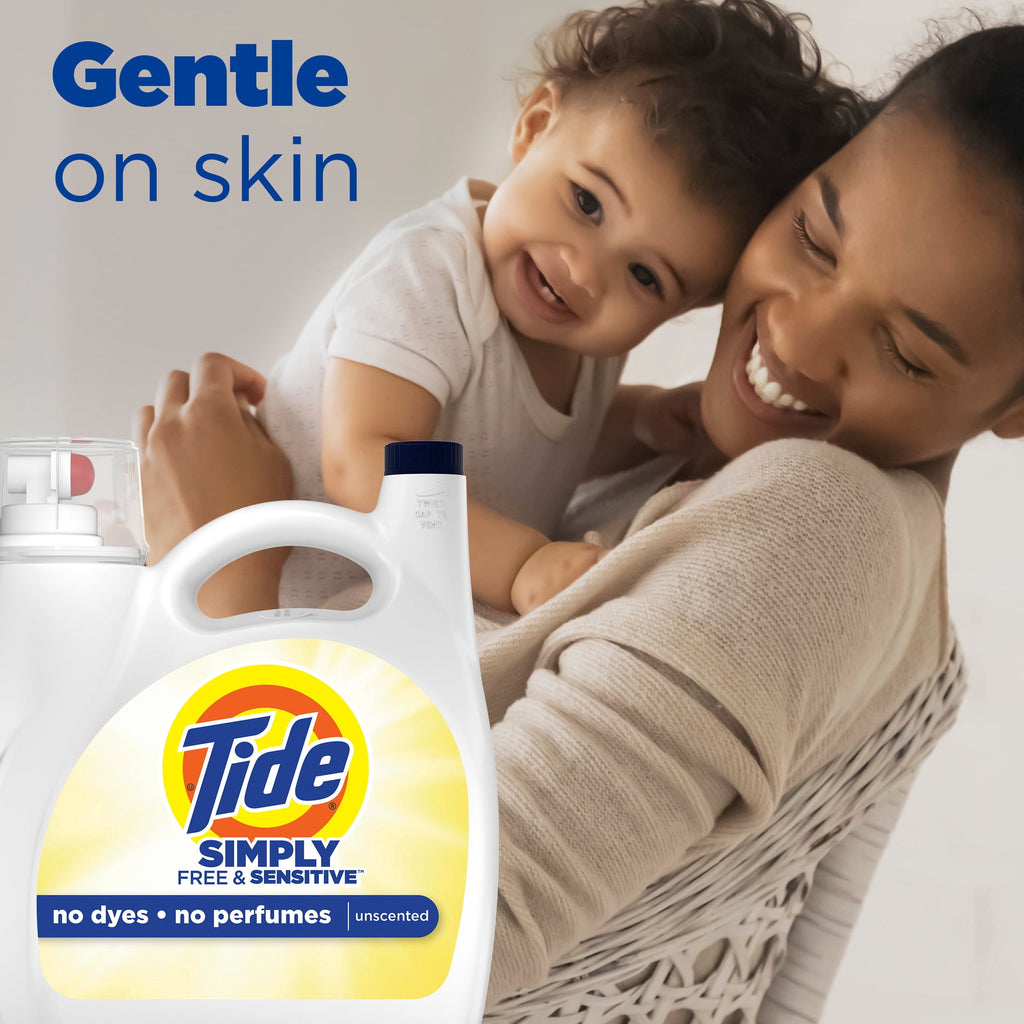 Tide Simply Liquid Laundry Detergent - Free & Sensitive, 85 Loads, 107 fl oz