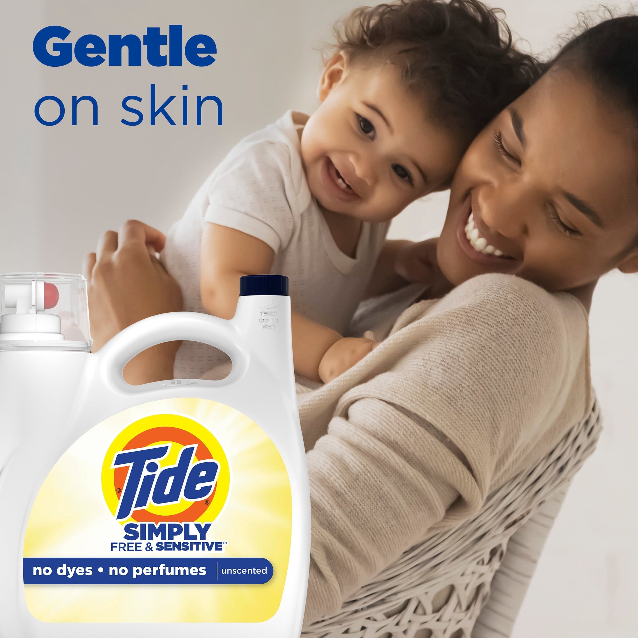 Tide Simply Liquid Laundry Detergent - Free & Sensitive, 85 Loads, 107 fl oz