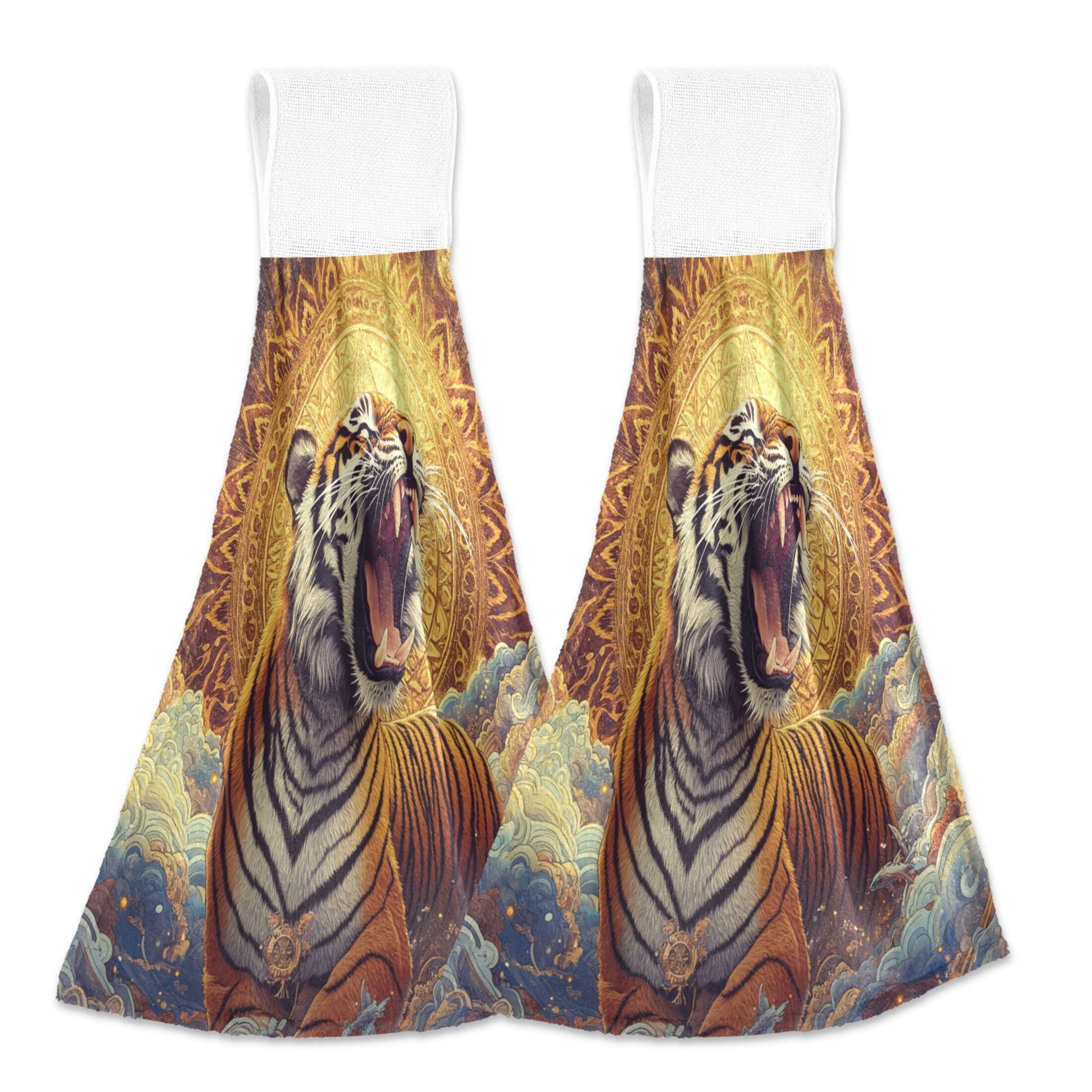BZSMCE Hanging Hand Towels Fashion Cosmic Fury Pattern 2-Pack - Velcro Style Bathroom Kitchen Towels