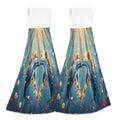 BZSMCE Hanging Hand Towels Fashion Dolphins Heart Roses Pattern 2-Pack - Velcro Style Bathroom Kitchen Towels