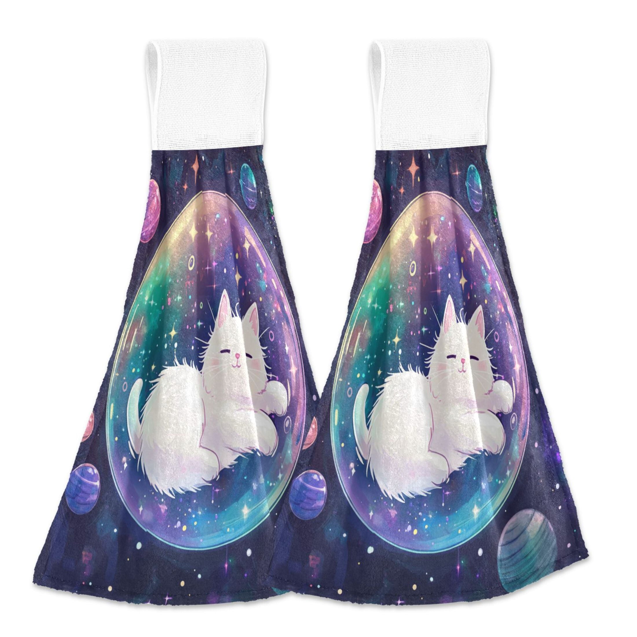 BZSMCE Hanging Hand Towels Fashion Starlit Dreams Pattern 2-Pack - Velcro Style Bathroom Kitchen Towels