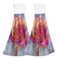 BZSMCE Hanging Hand Towels Fashion Whimsical Rose Pattern 2-Pack - Velcro Style Bathroom Kitchen Towels