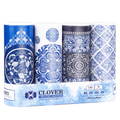 Clover Cylinder Facial Tissues for Car or Small Space，4 Tubes 3-Ply Blue Car Tissus for Travel