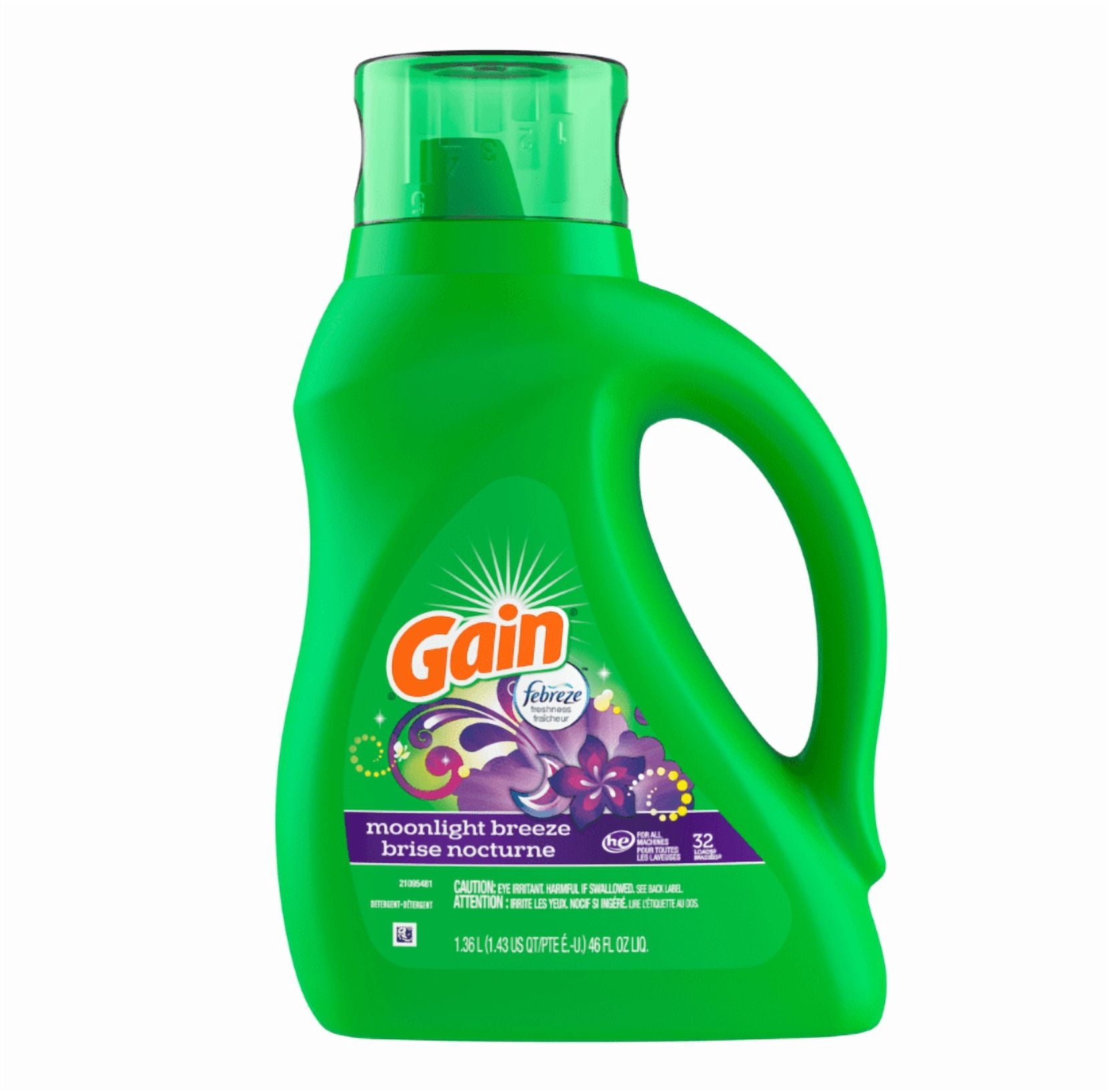 Gain + Aroma Boost Liquid Laundry Detergent - Moonlight Breeze Scent, 32 Loads, HE Compatible