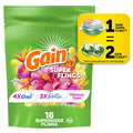 Gain Plus Flings Laundry Detergent Soap Pacs - All-In-One, Happy Hibiscus Scent, 18 Count
