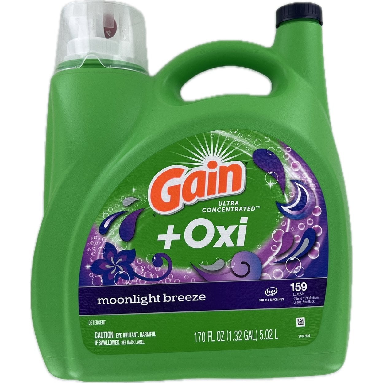 Gain+Oxi Liquid Detergent - Ultra Concentrated, Moonlight Breeze, 170 Fluid Ounce