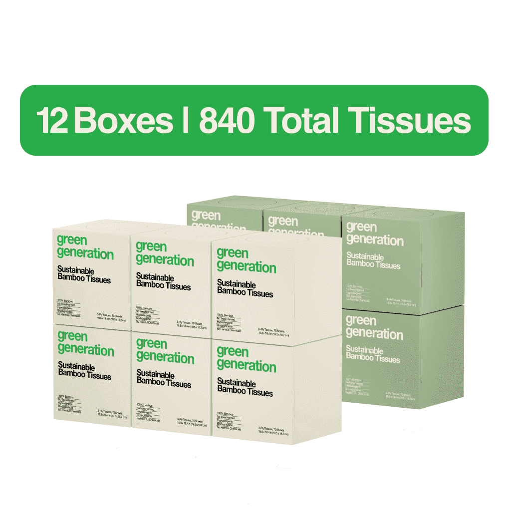Green Generation Bamboo Facial Tissues - 3-Ply, 840 Count, 12 Boxes
