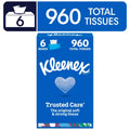 Kleenex Trusted Care 2-Ply Flat Box Facial Tissues - 6 Pack (960 Total Tissues)